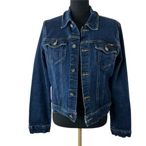 Vintage Bongo Women Button Front‎ Trucker Denim Jean Jacket Size Large